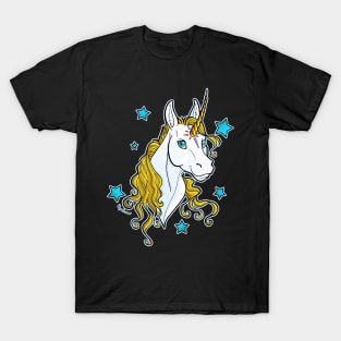 Golden Unicorn with Stars T-Shirt